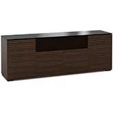 Zurich 345 85" TV Stand AV Cabinet in Linear Texture Brown with Black Glass Top