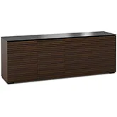Zurich 347 85" TV Stand AV Cabinet in Linear Texture Brown with Black Glass Top
