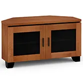 Elba 221CR 44" Corner TV Stand Cabinet in American Cherry with Smoke Glass Doors