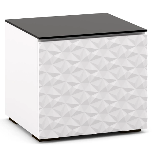 Milan 217 Subwoofer Enclosure in White with 3D Geometric Pattern Doors