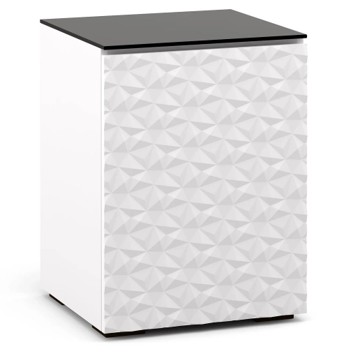 Milan 317 AV Cabinet in White with 3D Geometric Pattern Doors