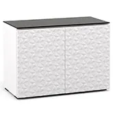 Milan 323 44" TV Stand AV Cabinet in White with 3D Geometric Pattern Doors
