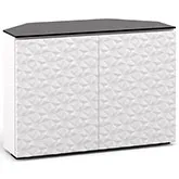 Milan 323CR 44" Corner TV Stand AV Cabinet in White with 3D Geometric Pattern Doors