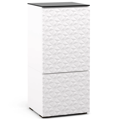 Milan 517 AV Cabinet in White with 3D Geometric Pattern Doors