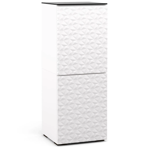 Milan 617 AV Cabinet in White with 3D Geometric Pattern Doors