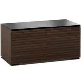 Zurich 221 44" TV Stand Cabinet with Linear Texture in Opium Brown with Black Glass Top & Sides