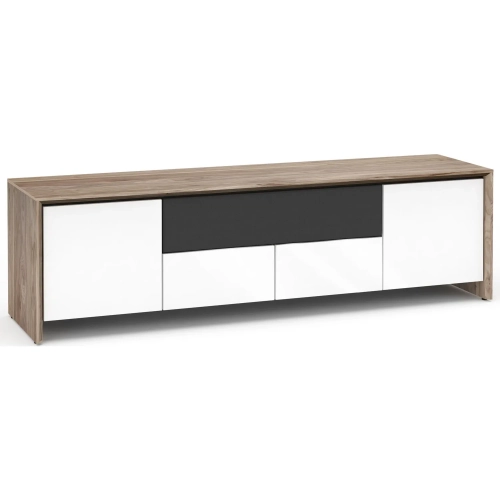 Barcelona 245 86" Quad Width AV Cabinet in Natural Walnut with Gloss White Doors