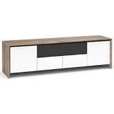 Barcelona 245 86" Quad Width AV Cabinet in Natural Walnut with Gloss White Doors