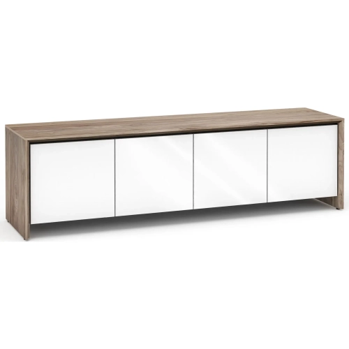 Barcelona 247 86" Quad Width AV Cabinet in Natural Walnut with Gloss White Doors