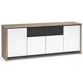Barcelona 345 86" Quad Width AV Cabinet in Natural Walnut with Gloss White Doors