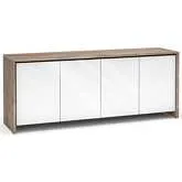 Barcelona 347 86" Quad Width AV Cabinet in Natural Walnut with Gloss White Doors