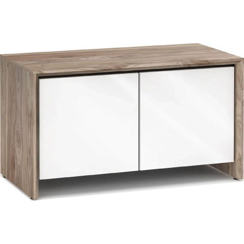 Barcelona 221 45" TV Stand AV Cabinet in Natural Walnut with White Gloss Doors