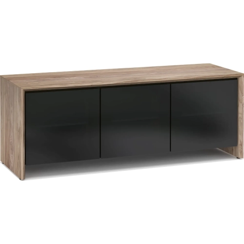 Barcelona 237BG 65" TV Stand AV Cabinet in Natural Walnut with Black Glass Doors