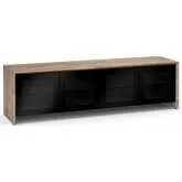 Barcelona 247 86" Quad Width AV Cabinet in Natural Walnut with Black Glass Doors