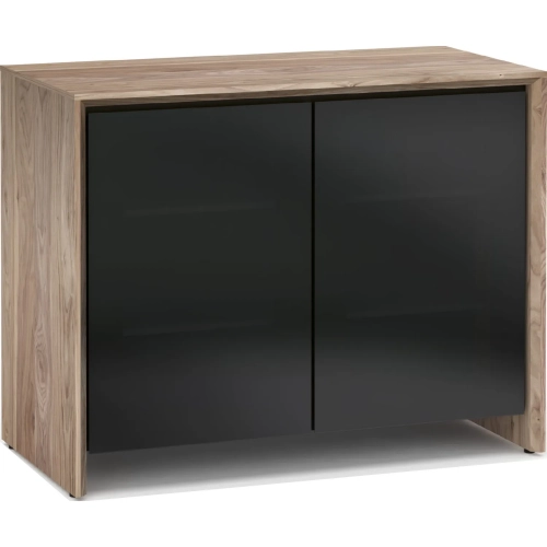 Barcelona 323 45" TV Stand AV Cabinet in Natural Walnut with Black Glass Doors