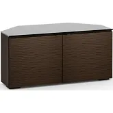 Berlin 221CR 44" Corner TV Stand Cabinet in Textured Wenge with Black Glass