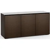 Berlin 337 65" Extra Tall TV Stand Cabinet in Textured Wenge with Black Glass Top