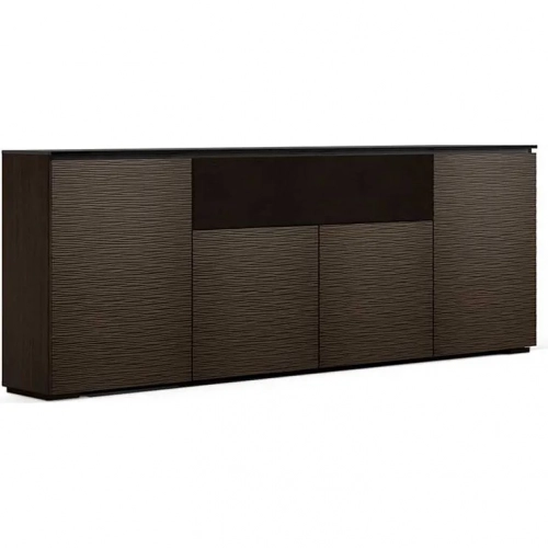 Berlin 345 88" Low Profile Wall Cabinet TV Stand in Textured Wenge with Black Top