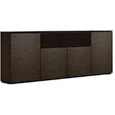 Berlin 345 88" Low Profile Wall Cabinet TV Stand in Textured Wenge with Black Top