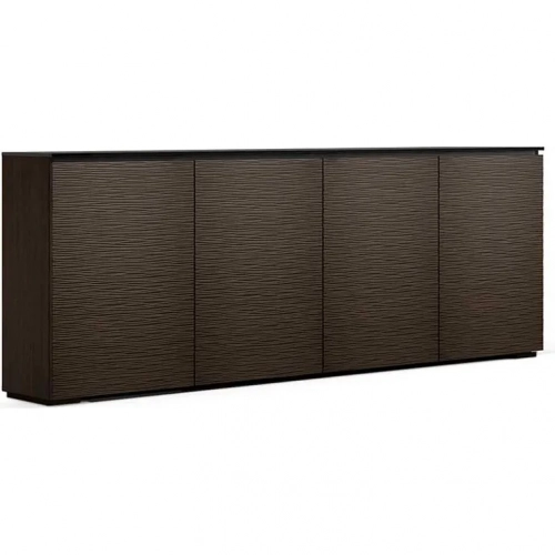 Berlin 347 88" Low Profile Wall Cabinet TV Stand in Textured Wenge with Black Top