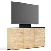 Denver 337 64" Low Profile Wall Cabinet TV Stand with Mount in Textured Oak with Black Top