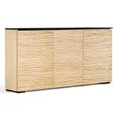 Denver 337 64" Low Profile Wall Cabinet TV Stand in Textured Oak with Black Top