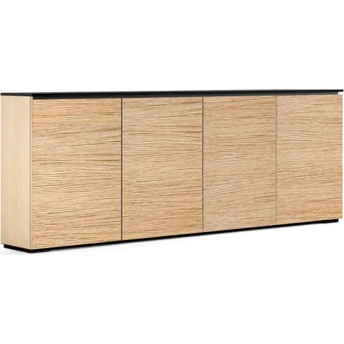 Denver 347 88" Low Profile Wall Cabinet TV Stand in Textured Oak with Black Top