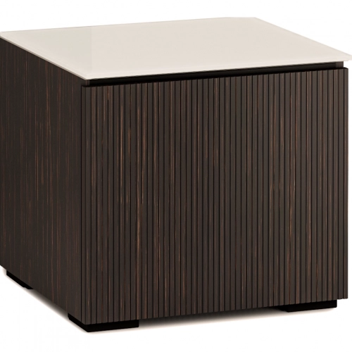 Manhattan 217 AV Cabinet in Maro Ebony with Matte Taupe Glass Top