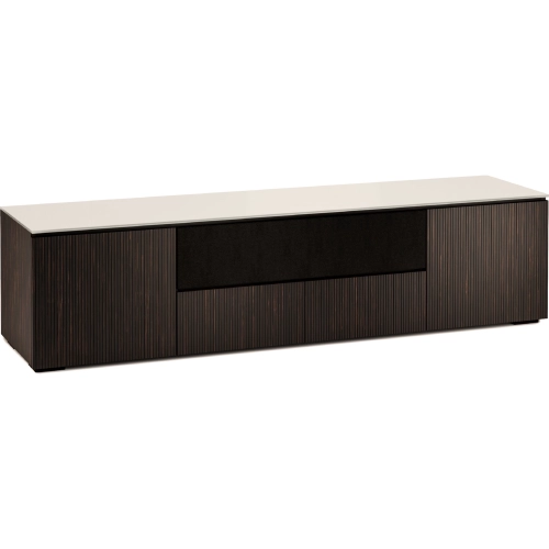 Manhattan 245 86" TV Stand AV Cabinet in Maro Ebony with Matte Taupe Glass Top