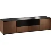 Manhattan 245 86" TV Stand AV Cabinet in Medium Walnut with Black Glass Top