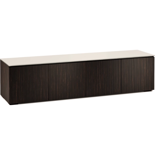 Manhattan 247 86" TV Stand AV Cabinet in Maro Ebony with Matte Taupe Glass Top