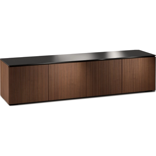 Manhattan 247 86" TV Stand AV Cabinet in Medium Walnut with Black Glass Top