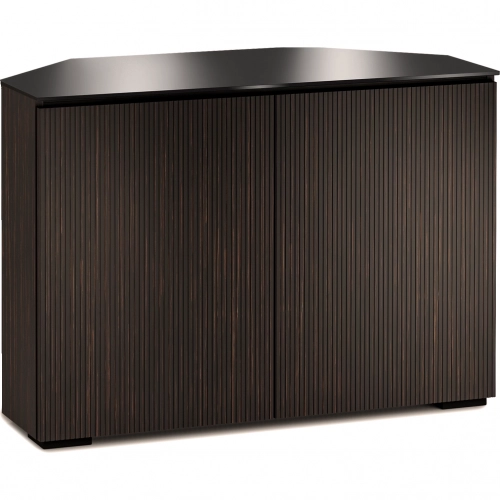 Manhattan 323CR 44" Corner TV Stand AV Cabinet in Maro Ebony with Black Glass Top