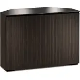 Manhattan 323CR 44" Corner TV Stand AV Cabinet in Maro Ebony with Black Glass Top