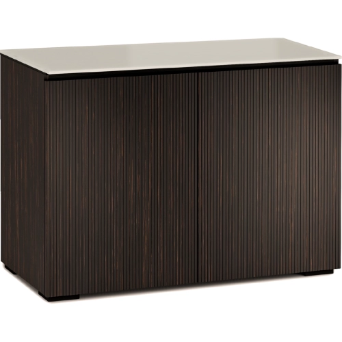 Manhattan 323 44" TV Stand AV Cabinet in Maro Ebony with Matte Taupe Glass Top