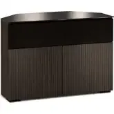 Manhattan 329 Corner TV Stand AV Cabinet in Maro Ebony with Black Glass Top