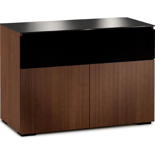 Manhattan 329 44" TV Stand AV Cabinet in Medium Walnut with Black Glass Top