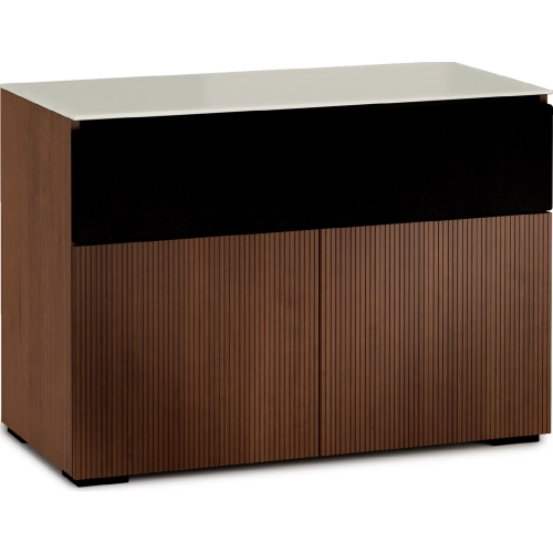 Manhattan 329 44" TV Stand AV Cabinet in Medium Walnut with Matte Taupe Glass Top