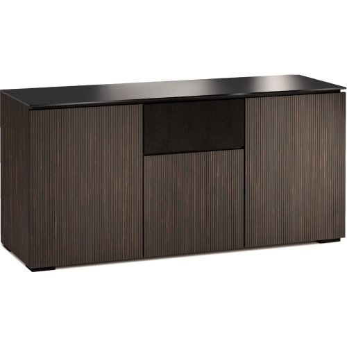 Manhattan 336 65" TV Stand AV Cabinet in Maro Ebony with Black Glass Top
