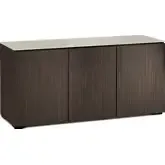 Manhattan 337 65" TV Stand AV Cabinet in Maro Ebony with Matte Taupe Glass Top