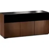 Manhattan 339 65" TV Stand AV Cabinet in Medium Walnut with Black Glass Top