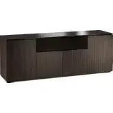 Manhattan 345 86" TV Stand AV Cabinet in Maro Ebony with Black Glass Top