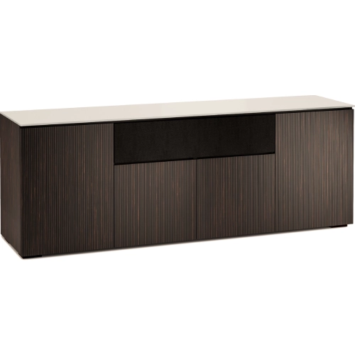 Manhattan 345 86" TV Stand AV Cabinet in Maro Ebony with Matte Taupe Glass Top