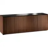 Manhattan 347 86" TV Stand AV Cabinet in Medium Walnut with Black Glass Top