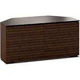 Zurich 329 44" TV Stand AV Cabinet in Linear Texture Brown with Black Glass Top