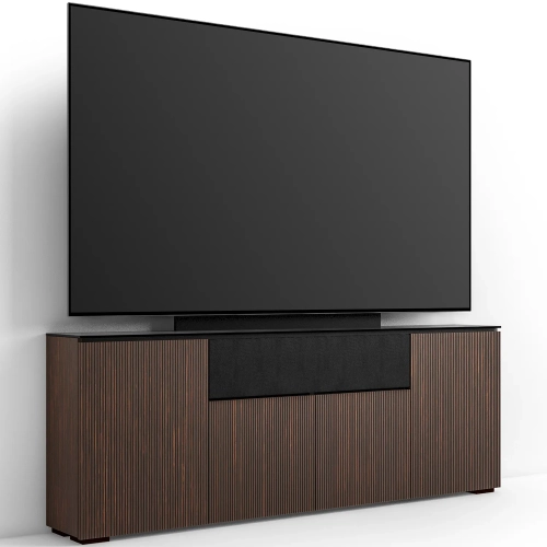 Manhattan 345 Low Profile Cabinet with TV Mount in Maro Ebony Finish & Black Glass