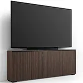 Manhattan 347 Low Profile Cabinet with TV Mount in Maro Ebony Finish & Black Glass