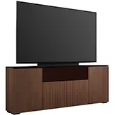 Manhattan 345 Low Profile Cabinet with TV Mount in Medium Walnut Finish & Black Glass