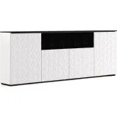 Milan 345 85" Low Profile Wall Cabinet TV Stand in White & Black Glass