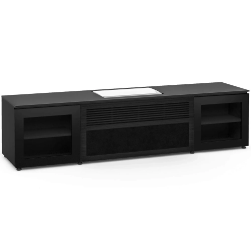 Oslo 245 86" Cabinet in Black Glass, Black Oak & Black for Epson QS100 Projector